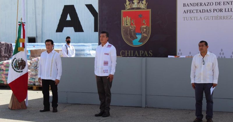 Rutilio Escandón da banderazo a ayuda humanitaria para familias afectadas por lluvias e inundaciones